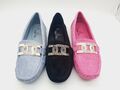 Ballerina Damen Schuhe Strass Mokassin Loafer Sommer Schwarz Fuchsia blau 36-41