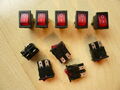 10x Mini-Wippschalter 250V/6A rot beleuchtet Ein/Aus eckig snap-in Montage / NEU