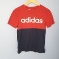 Adidas T-Shirt Jungen 11-12 Jahre rot marineblau Grafik Schreibweise Top Baumwolle