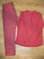 ESPRIT Jersey-Pyjama aus Baumwolle CHERRY RED langarm Gr. 40 / L - wie neu!