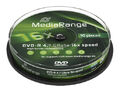 10 MediaRange DVD Rohlinge DVD-R 4,7 GB 16x fach