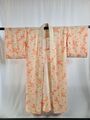 Vintage traditioneller japanischer Kimono, Yukata, orange cremefarben, Kranichdruck