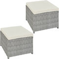 2er Alu Poly Rattan Hocker Set Sitzgruppe Garten Möbel Terrasse Hellgrau B-Ware