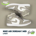 Nike Air Jordan 1 Mid Linen Beige Weiß Braun Frauen Damen Herren Sneaker Schuhe