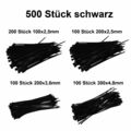 500 Stück Profi Kabelbinder Set Sortiment schwarz 100 200 300 mm  2,5 3,6 4,8 mm