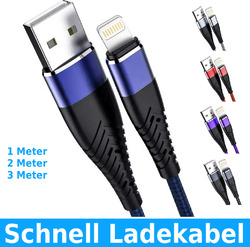 Ladekabel für iPhone Kabel 1m 2m 3m Schnellladekabel Datenkabel iPhone, iPad NEU✅TOP QUALITÄT✅ 3  JAHRE GARANTIE✅NEUWARE✅RECHNUNG✅