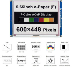 5.65" 7-Color E-ink Display Kit für RPI Raspberry Pi 3 Model A B Plus 4 Zero 2 W