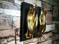 Vintage Paar Holz Hand Gold Art Craved Buddha Wandbehang Skulptur Home Decor