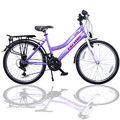 24 ZOLL MÄDCHENFAHRRAD SHIMANO 21GANG 24" FAHRRAD LILA-WEISS MIT BELEUCHTUNG 630