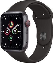 Apple Watch SE 44 mm Aluminiumgehäuse space grau am Sportarmband schwarz [Wi-FiGut: Deutliche Gebrauchsspuren, voll funktionstüchtig