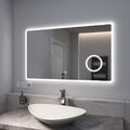EMKE LED Badspiegel 100x60cm Spiegel mit Beleuchtung Touch Dimmbar Lichtspiegel
