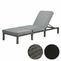 SVITA PEACH Gartenliege mit Polster Klappbar Polyrattan Grau / Schwarz / Braun