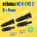 Original 2 Paar MC4-EVO2 Stäubli Kupplungsstecker + Buchse Multi Contact 4