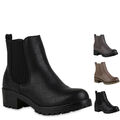 893312 Warm Gefütterte Damen Stiefeletten Plateau Schuhe Chelsea Boots New Look