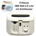 Fritteuse 2,5L weiß Friteuse 1800W 2,5 Liter Fritöse Frittöse mit Sichtfenster