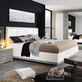 Bett Siegen Doppelbett Polsterbett Bettgestell in Stone Grau und Weiß 180x200 cm