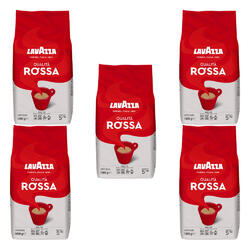 Lavazza Kaffee Qualita Rossa ganze Bohnen Bohnenkaffee Set 5 x 1000 g