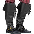 STIEFELSTULPEN Lederoptik schwarz Gamaschen Schuh Überzieher Pirat Kostüm #9815