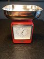 Wesco Retro Küchenwaage mit Uhr Rot Küchenuhr Edelstahl Vintage