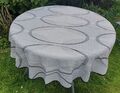 Tischdecke Provence 160 cm rund weiß grau aus Frankreich pflegeleicht