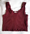 Pigalle/Only CROP TOP Gr.XS gerippt Wellenabschluß/Wellensaum - Brombeere TOP