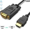 1,8m HDMI zu VGA Adapter-Kabel D-Sub 15 Pin 1080P Beamer Computer Monitor Laptop