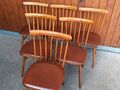 6x Esszimmerstühle Vintage Designer Stuhl Holz 50er Rockabilly Sprossenstuhl 50s