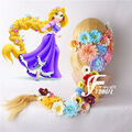 Tangled Rapunzel Disney Cosplay Perücke Wig Blond lang long Zopf 120cm + Blumen