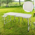 Campingtisch Klapptisch Gartentisch Falttisch Tisch Aluminium 120cm Weiß/Creme