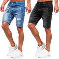 Jeanshose Shorts Kurzhose Jeans Bermudas Denim Party Kurze Herren Mix BOLF Motiv