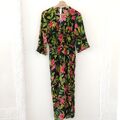 Zara Womens Grün Schwarz Floral Tropical Overall Taschen Tapered Leg XS...