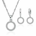 SCHMUCKSET MIT 925 SILBER PLATTIERT HALSKETTE OHRRINGE OHRSCHMUCK KETTE NEU  