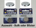 Varta CR2025 CR2032 Knopfzelle Batterie Bulk Blister MHD 12-2027 Knopfzellen