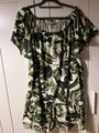 Damen Kleid H&M grün weiss Blätter Übergröße 50 52 sehr guter Zustand