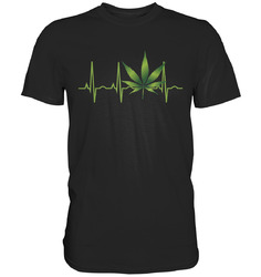 Cannabis Herzschlag T-Shirt | Marihuana Blatt  EKG Weed Kiffer THC Gras Geschenk