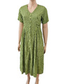 Schönes langes Kleid geknöpft gestreift grün true vintage Gr.44