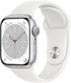 Apple Watch Series 8 41 mm Aluminiumgehäuse silber am Sportarmband weiß [Wi-Fi]