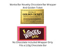 Willy Wonka Schokoladenriegelverpackung + goldenes Ticket, Neuheit Geburtstagsgeschenk