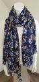 Tommy Hilfiger Schal Tuch dunkel blau Mehrfarbig bunt Blumen 95x200 cm Modal TOP