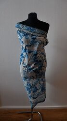 Schönes Damen Tuch Sarong als Wickelkleid Wickeltuch Schal Stola H&M blau weiß