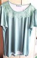 elegantes T-Shirt Damen Größe 44 mit silbernen Spitzeneinsatz vorne
