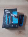 Braun Series 3 ProSkin 3010s Wet & Dry Akku-Rasierer mit Schutzkappe - Blau