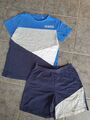 Schöner Jungen Schlafanzug Shorty Größe 146 Blau Grau Top