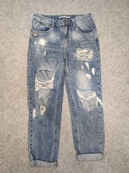 Version Jeans Fashion Destroyed W26 Blau Sommer Casual Basic Modern