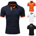 Herren Basic Poloshirt Kontrast Kurzarm Polohemd Kragen T-Shirt R50104