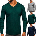 Pullover Sweatshirt Sweater V-Ausschnitt Men Casual Basic Herren BOLF Unifarben