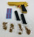 Soft Foam Bullet Gun mit Kugeln, Kinder Pistole Spielzeug mit 2 Magazine Gold