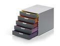 Durable 760527 Schubladenbox A4 (Varicolor) 5 Fächer, mit Etiketten zur Beschrif