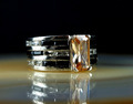 Moderner massiver breiter orange schwarzer Zirkonia Ring 925 Silber 17,9 mm