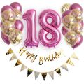 Luftballon Set 1-100 Pink Geburtstag Zahlen Alter Party Konfetti Happy Birthday
